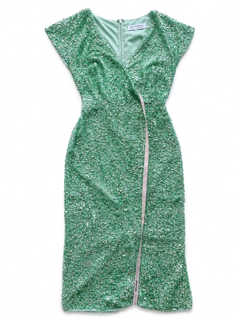 Mac Duggal Sequined Wrap Over Cocktail Dress in Sage Green size 4, 10 #10766 - Picture 11 of 12